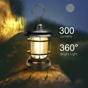 L-27 felakasztható lámpás újratölthető akkumulátorral és 1-300 lumen között állítható fényerővel - retro megjelenésű, extra erős kemping lámpa (BBD) - Image 5