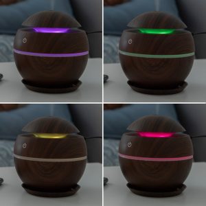 Gömb alakú ultrahangos aroma diffúzor sötétbarna színben LED világítással - 130 ml (BBV) - Image 5