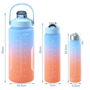 Háromrészes Havita motivációs kulacs szett, kék-sárga színkombinációban, 2L, 900 ml és 300 ml méretű palackokkal - Image 2