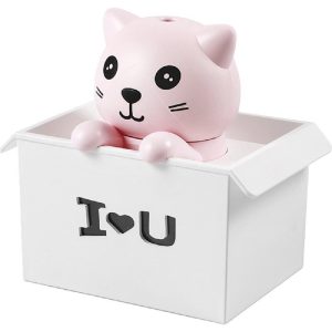 Aranyos, cicás mini párásító LED világítással és "I love you" felirattal - 330 ml (BBJH) - Image 1