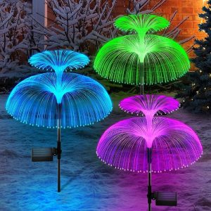 2 db-os napelemes, kültéri leszúrható lámpa szett - RGB LED medúza alakú kültéri dekor világítás (BBJH) (BBJ) (BBD) - Image 4