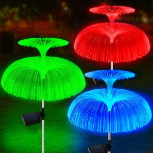 2 db-os napelemes, kültéri leszúrható lámpa szett - RGB LED medúza alakú kültéri dekor világítás (BBJH) (BBJ) (BBD) - Image 5