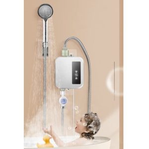 Átfolyós termosztatikus vízmelegítő 1,5 méter hosszú gégecsővel és zuhanyfejjel - 3500 W (BBV) (BBJH) - Image 2
