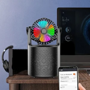 ZQS-1440 Bluetooth hangszóró 1500mAh akkumulátorral és RBG fényekkel a nyári bulikhoz - 2in1 hangszóró és mini ventilátor (BBV) - Image 4