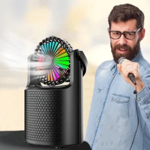 ZQS-1440 Bluetooth hangszóró 1500mAh akkumulátorral és RBG fényekkel a nyári bulikhoz - 2in1 hangszóró és mini ventilátor (BBV) - Image 2