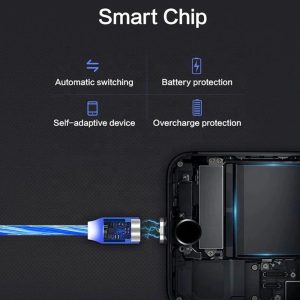 Lenyűgözően villogó mágneses USB töltőkábel cserélhető fejekkel - kék (THM) - Image 8