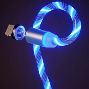 Lenyűgözően villogó mágneses USB töltőkábel cserélhető fejekkel - kék (THM) - Image 3