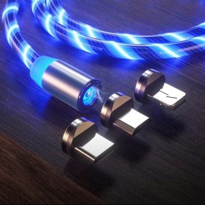 Lenyűgözően villogó mágneses USB töltőkábel cserélhető fejekkel - kék (THM) - Image 5