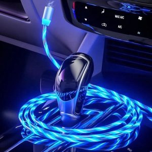 Lenyűgözően villogó mágneses USB töltőkábel cserélhető fejekkel - kék (THM) - Image 6