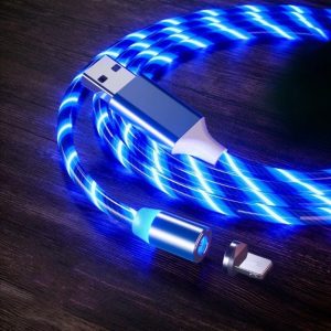 Lenyűgözően villogó mágneses USB töltőkábel cserélhető fejekkel - kék (THM) - Image 7