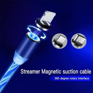 Lenyűgözően villogó mágneses USB töltőkábel cserélhető fejekkel - kék (THM) - Image 9