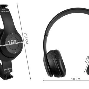 P47 Bluetooth-os akkus  fejhallgató headset MP3 lejátszó - fekete (BBV) - Image 8