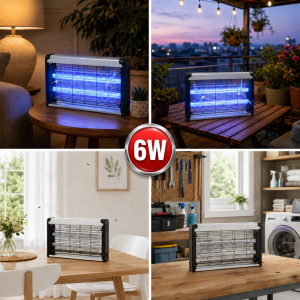 6W LED elektromos rovarcsapda – beltéri UV szúnyog- és légyirtó lámpa vegyszermentes működéssel (BBD) - Image 4