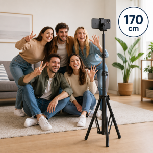 EZRA HL97-2 170 cm-es telefon tripod állvány – állítható mobiltelefon tartó fotózáshoz és videózáshoz (THM) - Image 2