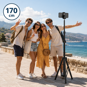 EZRA HL97-2 170 cm-es telefon tripod állvány – állítható mobiltelefon tartó fotózáshoz és videózáshoz (THM) - Image 4