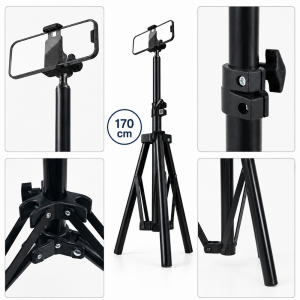 EZRA HL97-2 170 cm-es telefon tripod állvány – állítható mobiltelefon tartó fotózáshoz és videózáshoz (THM) - Image 5