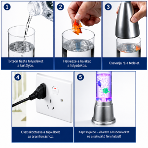 Halas magma lámpa LED világítással – akvárium hatású dekorációs hangulatlámpa gyerekszobába (THM) - Image 3