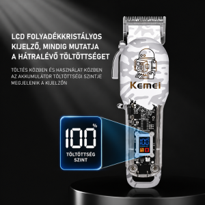 Kemei KM-2137 elektromos hajvágó és szakállvágó gép – átlátszó házas hajnyíró készülék (BBD) - Image 3