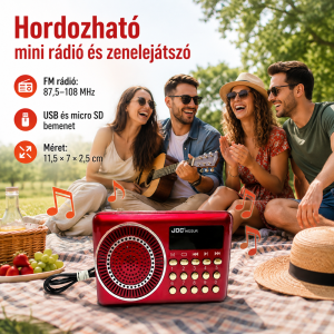 Klasszikus mini hordozható JOC FM rádió és zenelejátszó - USB+SD kártya bemenettel (BBL) - Image 4