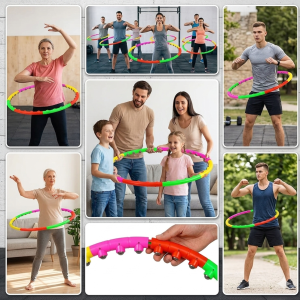 Masszírozó hulahopp karika 90 cm – szétszedhető derékformáló fitness karika otthoni edzéshez (GL-DA00312) - Image 3