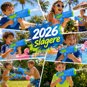 SplashPower kék elektromos vízipisztoly gyerekeknek – automata vízfegyver hosszú hatótávval (BBMJ) - Image 2