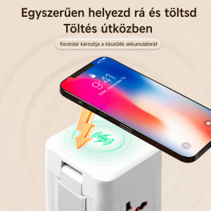 Többfunkciós LED asztali lámpa elosztóval, USB töltővel és vezeték nélküli telefontöltővel (BBD) - Image 3
