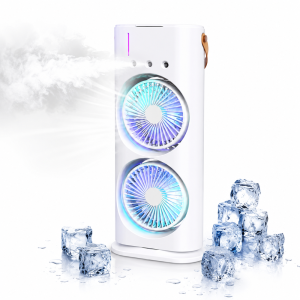 IceCool dupla léghűtő ventilátor párásító funkcióval – jéggel tölthető USB asztali hűtőventilátor (BBM) - Image 6