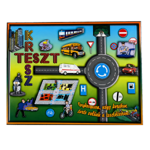 Retro Kresz teszt társasjáték – közlekedési oktató játék kicsiknek és nagyoknak (BBMJ)